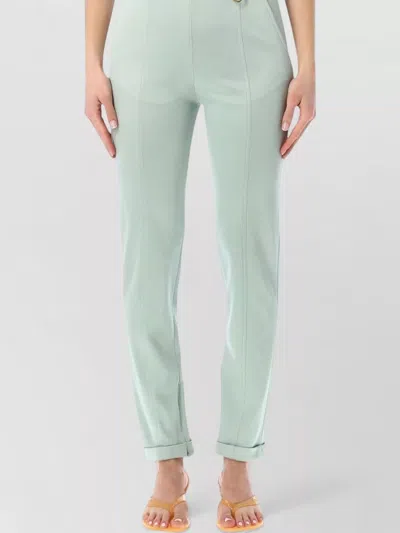 Chloé Leggings Trousers Belt Loops Button D Ring In Blue