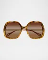 Chloé Leia Square Acetate & Metal Sunglasses In Brown