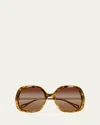 Chloé Leia Square Acetate & Metal Sunglasses In Brown