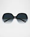 Chloé Square Frame Sunglasses Featuring Gradient Lenses In Black