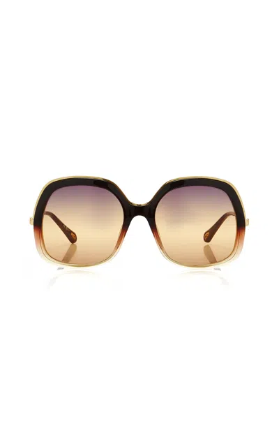 Chloé Leia Square-frame Acetate Sunglasses In Gold
