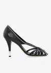 Chloé Leonie Crystal-embellished Leather Pumps In Black