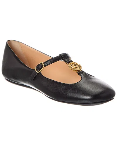 Chloé Leonore Leather Ballerina Flat In Black