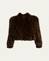 Chloé Leopard Print Faux Fur Cropped Jacket In Off Brown