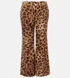 Chloé Cropped Leopard-print Cotton-velvet Straight-leg Pants In Yellow