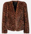 Chloé Leopard Print Plush Jacket In Brown