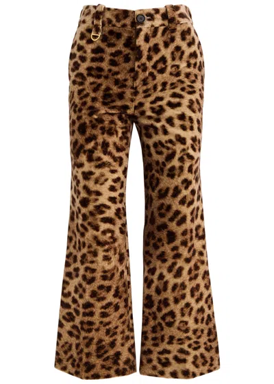 CHLOÉ CHLOE LEOPARD-PRINT CROPPED VELVET TROUSERS