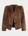 Chloé Leopard Print Plush Jacket In Caramello