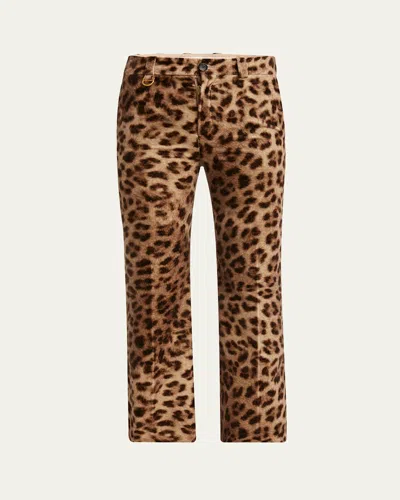 CHLOÉ LEOPARD-PRINT FLARE CROP TROUSERS