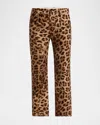 Chloé Cropped Leopard-print Cotton-velvet Straight-leg Pants In Multi