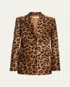 Chloé Leopard-print Single-breasted Jacket In Worn Brown