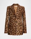Chloé Leopard-print Single-breasted Jacket In Worn Brown