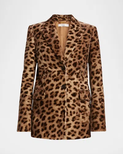CHLOÉ LEOPARD-PRINT SINGLE-BREASTED JACKET