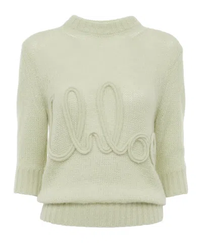 CHLOÉ CHLOÉ  ELBOW-SLEEVED LOGO SWEATER