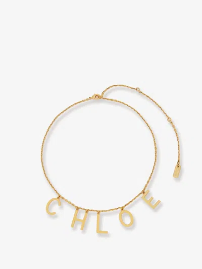 Chloé Letters Brass Necklace In Gold