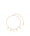 Chloé Metallic Belt With Adjustable Hook Closure And Logo Lettering Charm In Brass Woman In Gold