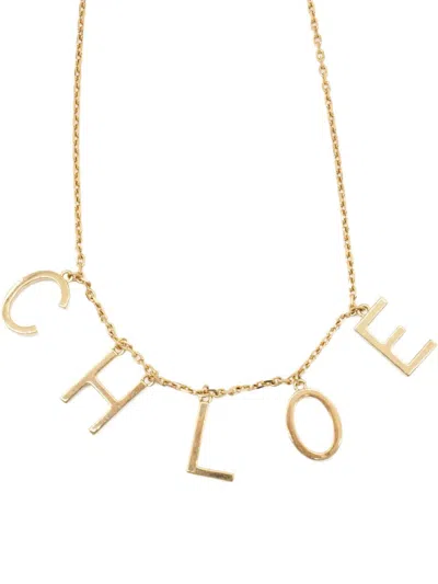 Chloé Letters Necklace In Vintage Gold Brass
