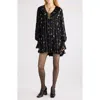 Chloé Liberty Print Long Sleve Silk Charmeuse Minidress In Black