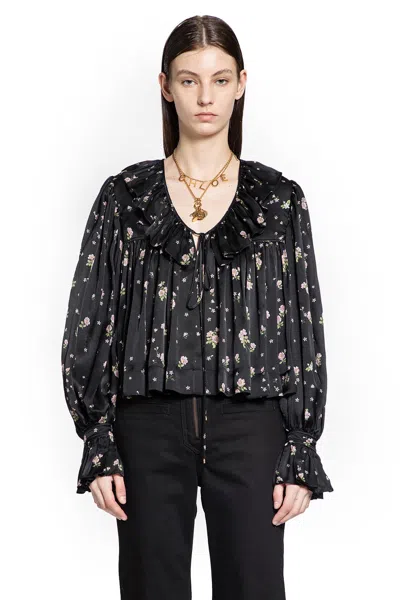 Chloé Gathered Long-sleeve Mini Dress In Silk Charmeuse In Multi