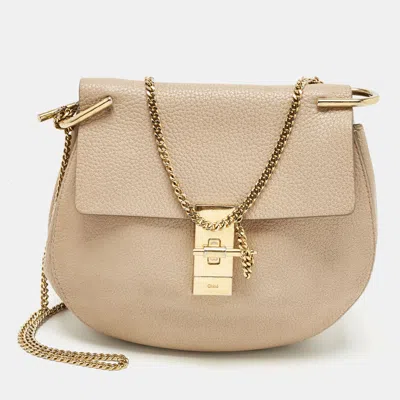 Pre-owned Chloé Light Beige Medium Drew Shoulder Bag In Sand