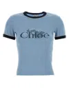 Chloé Chloè Logo Cotton T Shirt In Blue