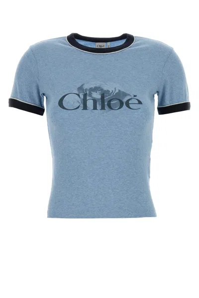 Chloé Chloe Light Blue Cotton T-shirt