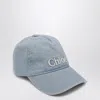 Chloé Light Blue Denim Baseball Cap With Logo