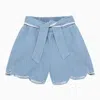 Chloé Kids Elasticated Waistband Tie-fastened Shorts In Blue
