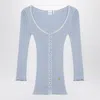 Chloé Light Blue Fitted Cotton Cardigan Women In Multi