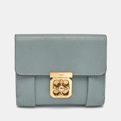 Pre-owned Chloé Light Blue Leather Elsie Compact Wallet