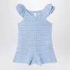 Chloé Light Blue Openwork Romper With Logo Embroidery