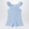 Chloé Light Blue Openwork Romper With Logo Embroidery