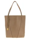 Chloé Sand Leather Large Spin Shopping Bag In Brown