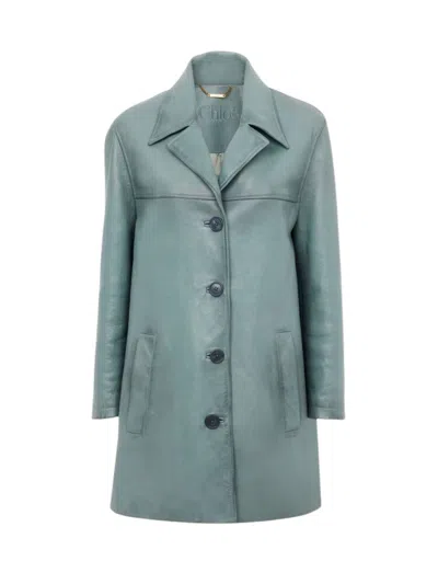 Chloé Chloè Light Denim Mini Coat For Women In Blue