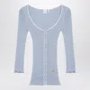 Chloé Light Blue Fitted Cotton Cardigan Women In Blue