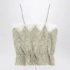 Chloé Light Green Silk Jacquard Top With Roses
