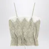 Chloé Light Green Silk Jacquard Top With Roses Women