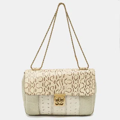 Pre-owned Chloé Light Green/cream Large Elsie Shoulder Bag