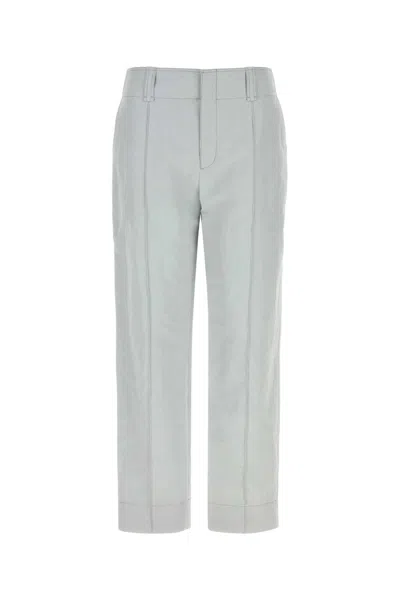 Chloé Light Grey Linen Blend Pant In Gray