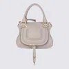 Chloé Light Grey Marcie Leather Top Handle Bag In Boyish Brown