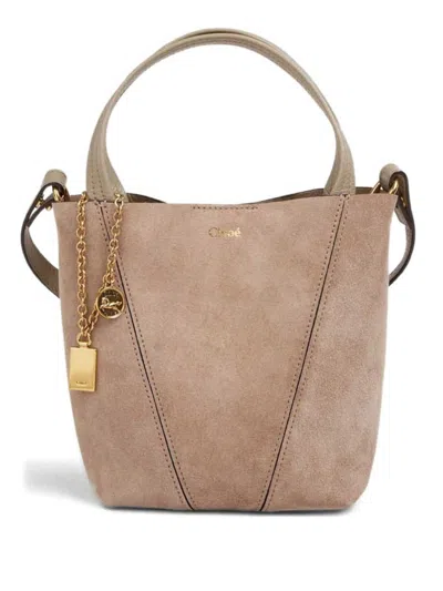 Chloé Light Grey Spin Small Tote In Gray