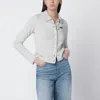 Chloé Wool Cardigan Logo Long Sleeves Scalloped Collar In Gray