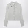 Chloé Wool Cardigan Logo Long Sleeves Scalloped Collar In Gray