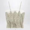Chloé Light Green Silk Jacquard Top With Roses Women