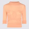 Chloé Wool And Silk Logo-applique Top In Orange