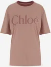 Chloé Pink Cotton T-shirt With Logo In Pink