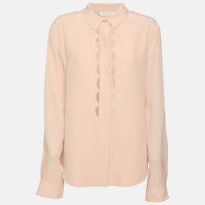 Pre-owned Chloé Light Pink Crepe Long Sleeve Blouse L