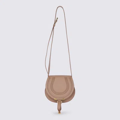 Chloé Light Pink Leather Marcie Crossbody Bag In Brown