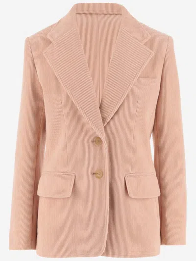 Chloé Double-breasted Corduroy Blazer Jacket In Pink