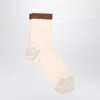 Chloé Socks Beige Mélange With Logo In Pink